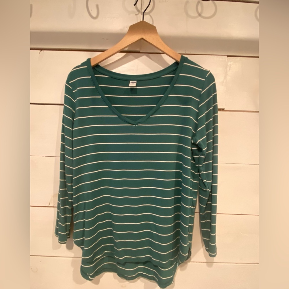 Old Navy Teal Striped Long Sleeve Top